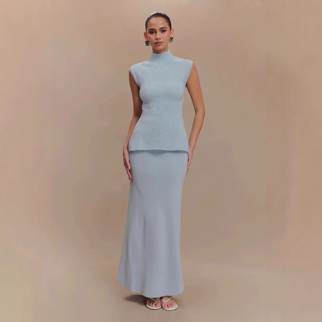 Women's Fashion Knitwear High Waist Hip Skirt Casual Suit