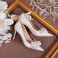 Women's Stiletto Heel Bride Wedding Dress Shoes White