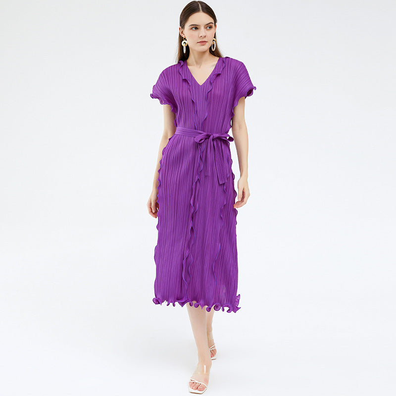 Robe moulante plissée à la taille pour femme