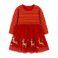 Chemise de Noël européenne et américaine en maille pour enfants, col rond, jolie robe de princesse