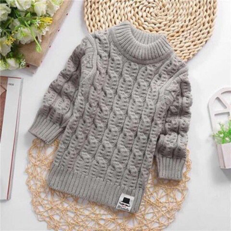 Chemise en tricot épais et pelucheux pour bébé et enfant, col rond, taille haute