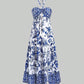 Split Printed Lace-up Tube Top Dress