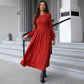 European And American Temperament Slim Solid Color Knitted Long-sleeved Dress