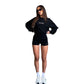 JY24386 High Waist Print Tight Shorts Fashion Casual Style Suit