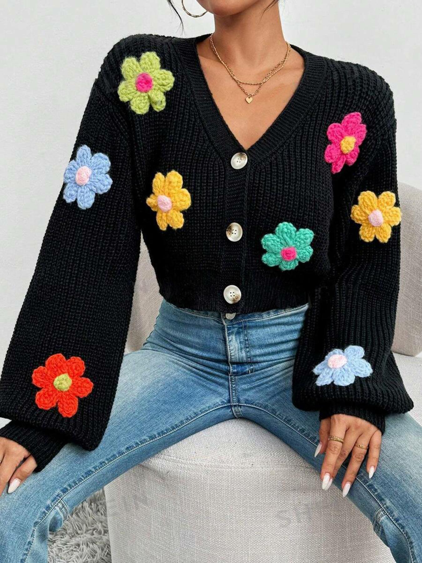 Cardigan à motif de fleurs douces