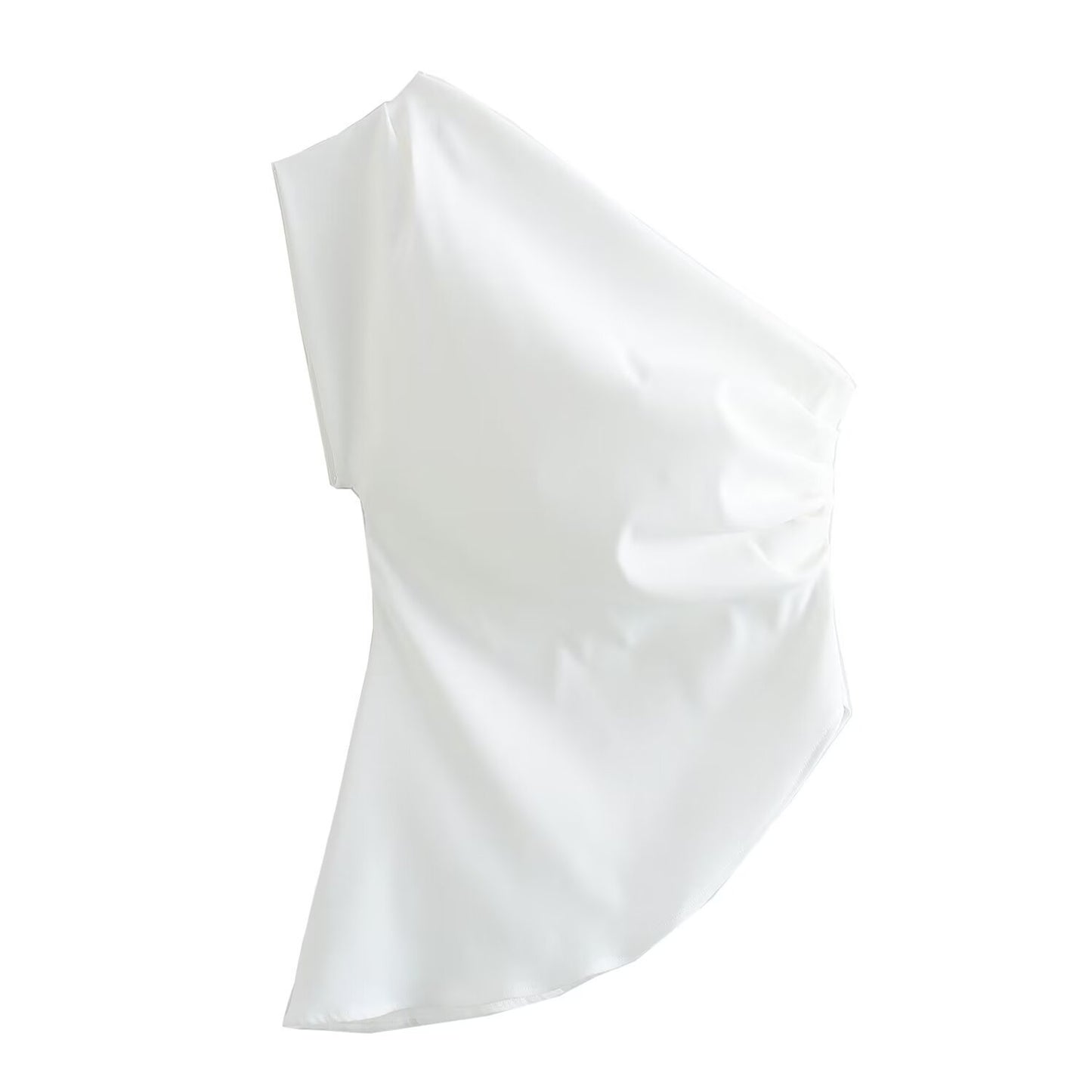 Off-the-shoulder Pleated Asymmetric Top