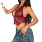 Women's PU Leather Halter Row Buckle Waist-controlled Top