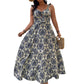 Backless High-waisted Maxi-dress With A Wide Flared Skirt And Spaghetti Straps