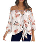 Striped Off-the-shoulder Chiffon Shirt Women's Long Sleeve