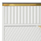 Sideboard Cabinet Dresser With 6 Drawers,Amber Glass Chest Of Drawers, Compartmentalised Storage,Anti-tip,Dressing Table For Living Room, Hallway, Bedroom, And Children's Room, 120 X 40 X 76 Cm, White