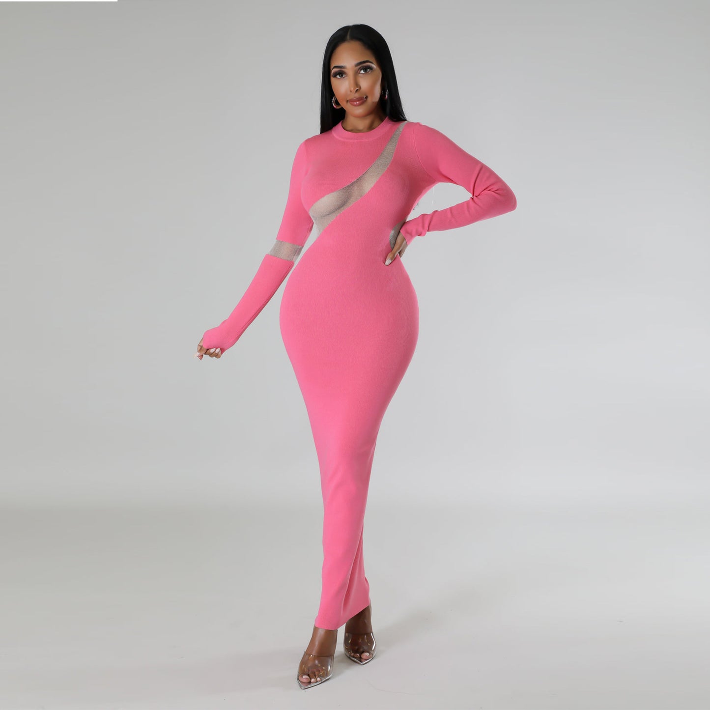 Robe fourreau sexy en maille ajustée