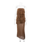 New Ruched, Strapless, A-line Dress With An Asymmetrical Flared Hem And A Slim Fit