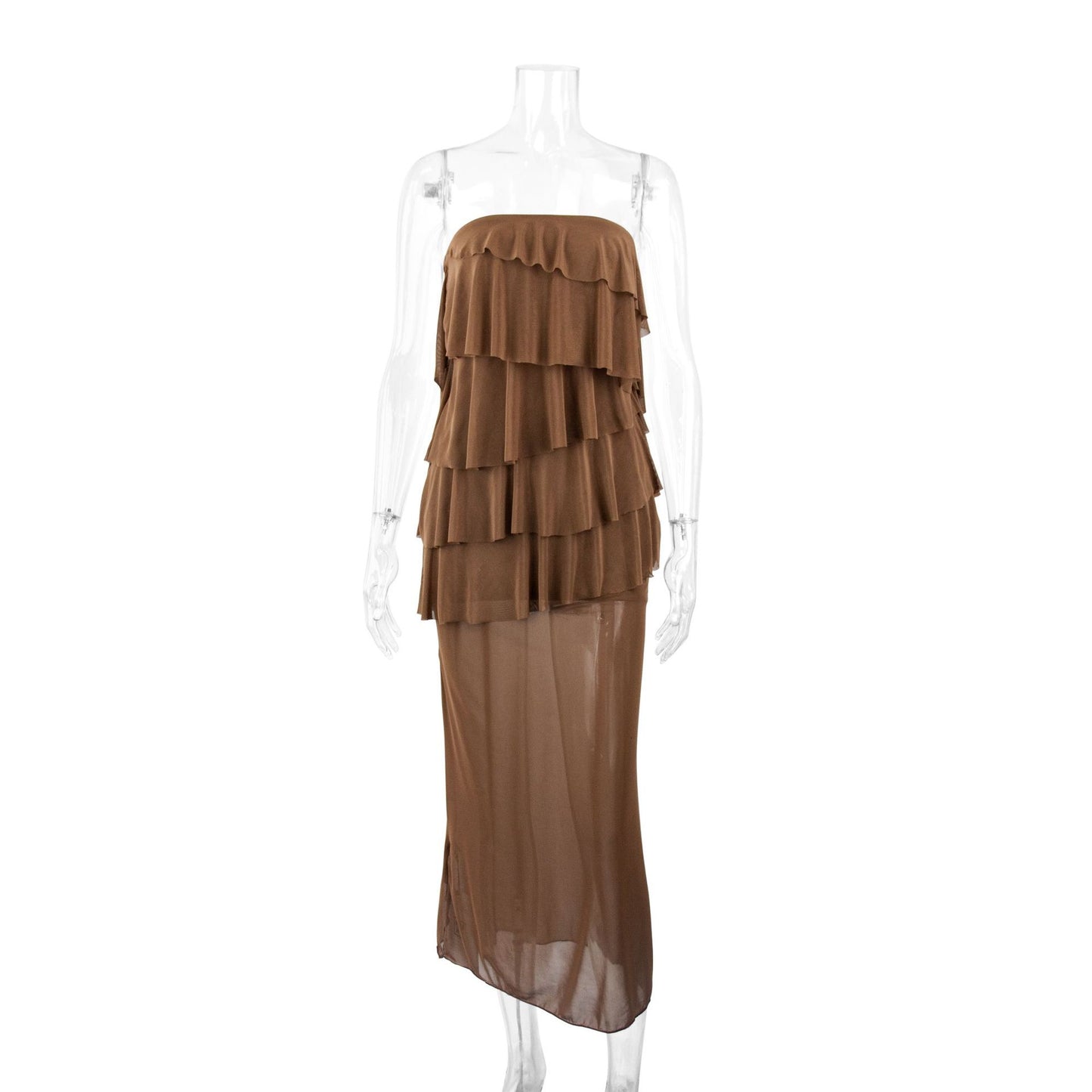New Ruched, Strapless, A-line Dress With An Asymmetrical Flared Hem And A Slim Fit