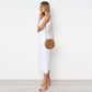 Dacron V-neck Button Backless Jumpsuit