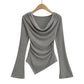 Women's American-style Off-shoulder Flared Long-sleeved Base
