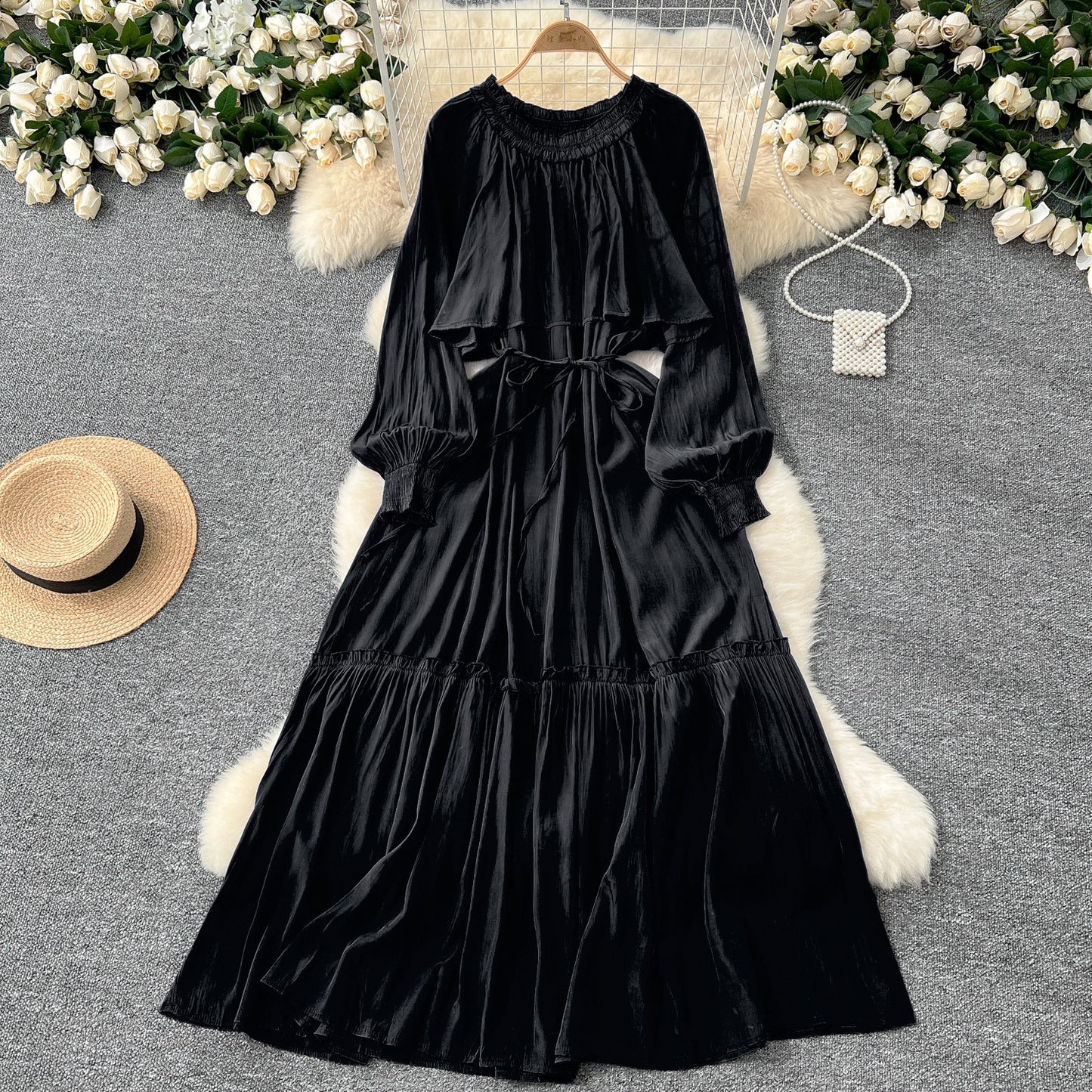 Designer-style Irregular Ruffled Patchwork Dress