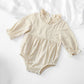 Solid Color Flying Sleeves Lace Neckline Baby Jumpsuit