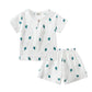 Cotton And Linen Short Sleeve Shorts Suit Round Neck Cartoon Printing