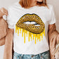 Fashion Printing Creative Color Lip Print Short Sleeve