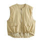 Pleated Hem Sleeveless Loose Vest