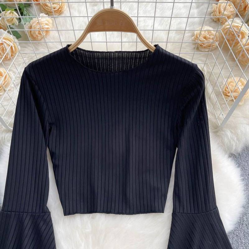 Women's Niche Design Flare Sleeve T-shirt Short Top