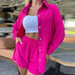 European And American Long Sleeve Shorts Loose Casual Women's Two-piece Suit