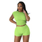 Women's Clothing Sleeveless Midriff-baring Shorts Popcorn Bubble Two-piece Set