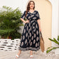 Loose V-neck High Waist Dress