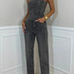 Off-the-shoulder Shiny Vest Diamond Trousers Suit