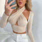 Cross-neck Hollow Bottoming Shirt Ladies Top