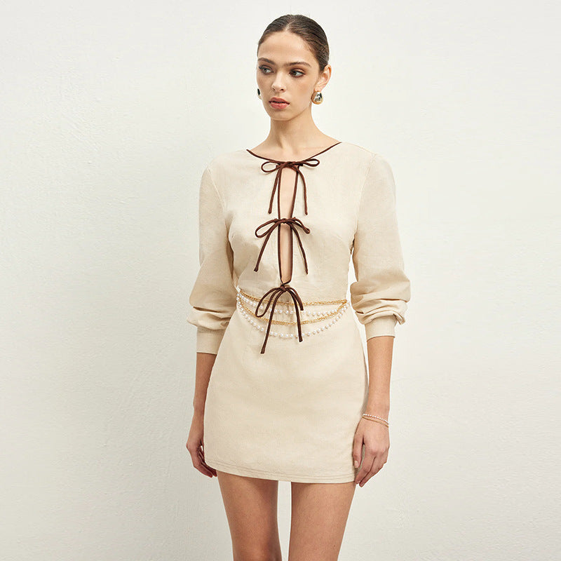 Lace-up Cutout Backless Dress Female
