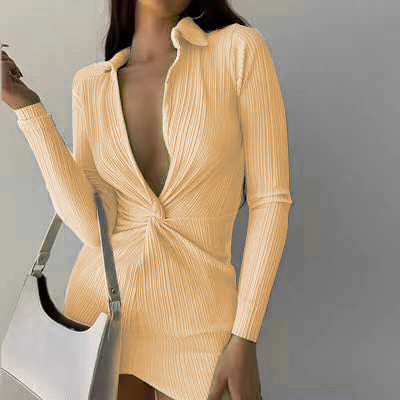 Fashionable New L-neck Twisted Tight-fitting Dress