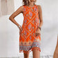 Women's Printed Round Neck Tassel Hem Dress