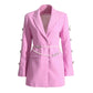 Design Sense Dignified Hollow Bow Rhinestone Sleeve Pearl Belt Business Suit And Dress