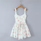 Rose Printed Lace Stitching Cotton Mini Dress