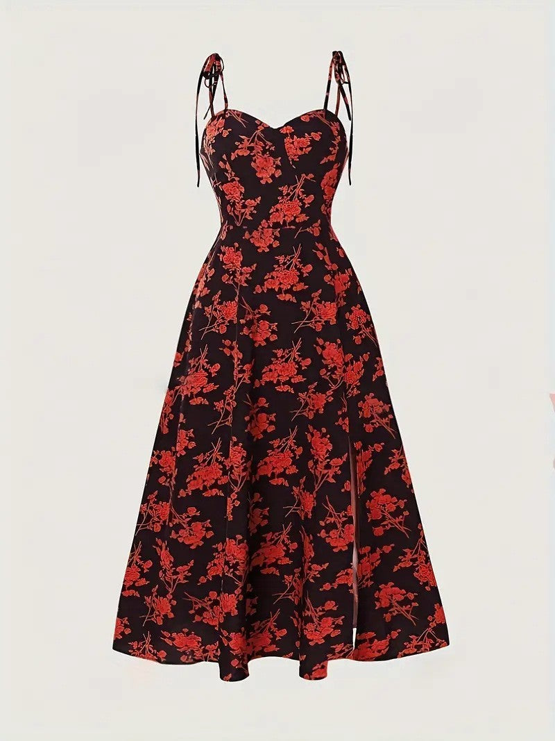 Waist-tight Floral Slimming Sling Dress