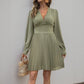 Retro Long Sleeve Solid Color Women's Dress