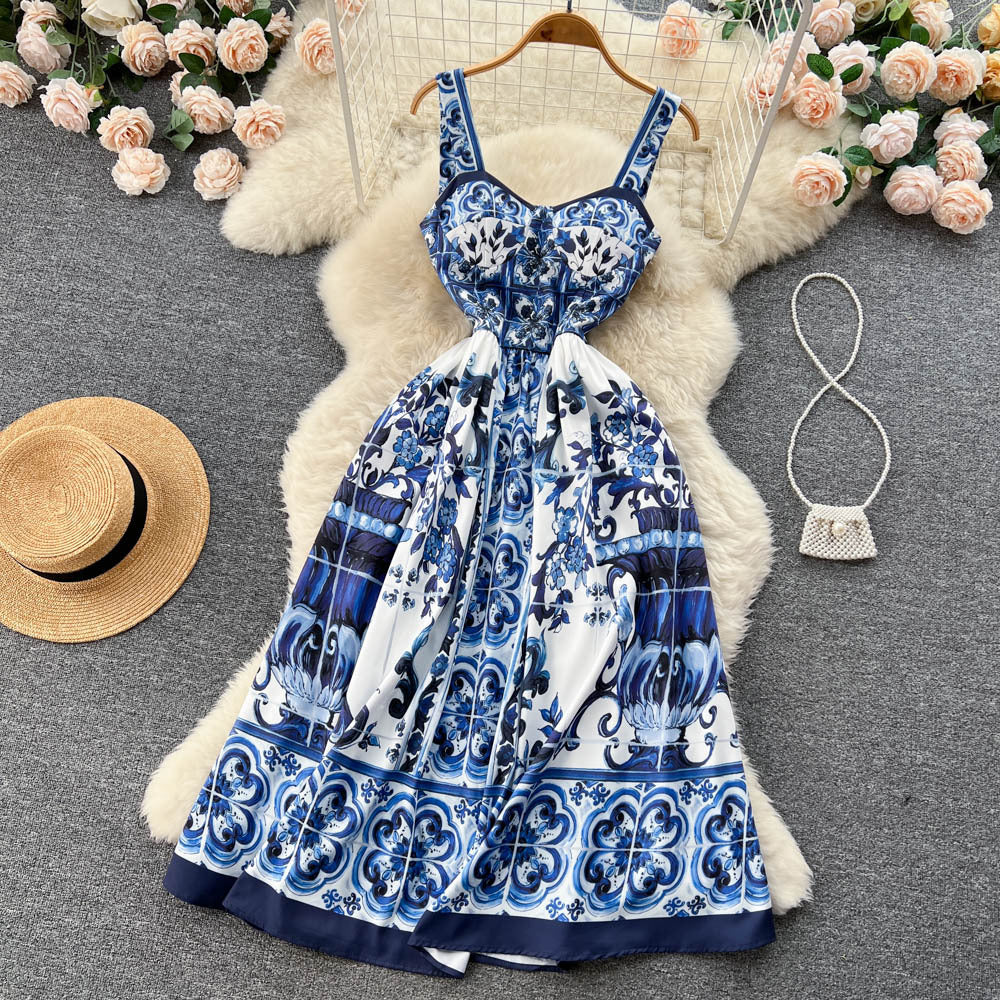 Design Sense Niche Waist Slimming Floral A- Line Long Skirt
