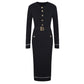 Robe longue en tricot élastique à manches longues et col rond