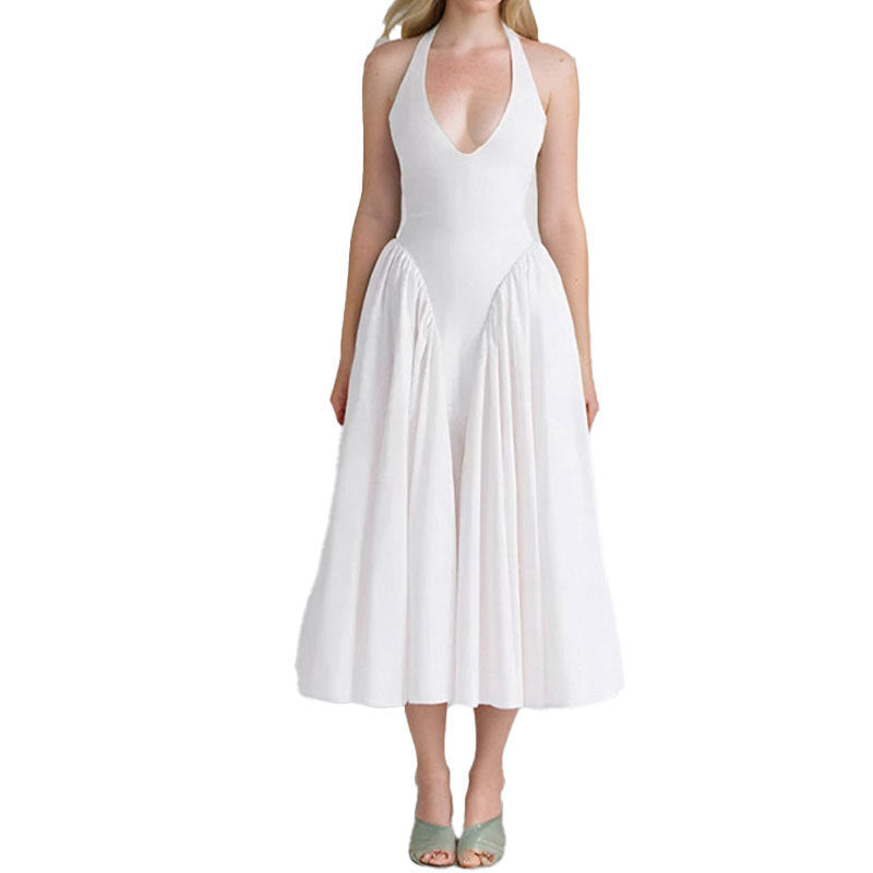 Women's Elegant V-neck White Party Dress