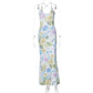 Fashion Printed Backless U-neck Slim Strap Dress