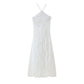 Pure Color Halter Backless Lace-up Sleeveless Ruffled Pleated Dress