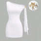 Slant-shoulder Metal-embellished Slimming Sexy Womens Outfit