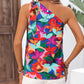 Flower Print Lace-up One-shoulder Top For Women