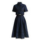 Retro Two-piece Set Women's Short Shirt
