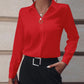 Commuter Women's Shirt Versatile Simple Solid Color Long Sleeve Mid-length Plus Size