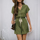 V-neck Pleated Jumpsuit One-piece