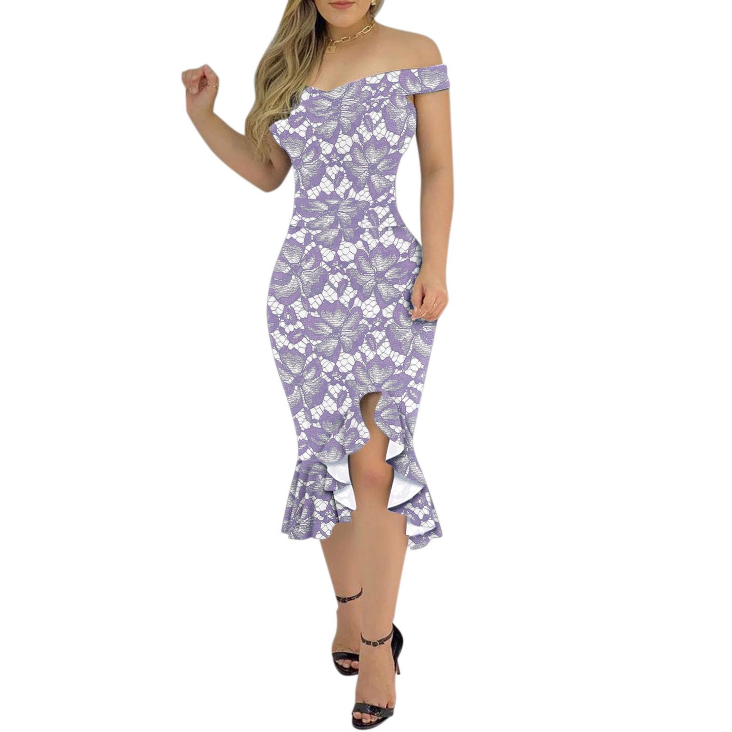 Women's Fashion Graceful Personality Ruffled Dress