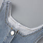 Two-piece Baby Girl Big Lapel Shirt Denim Strap Skirt