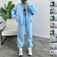 Ensemble de sport avec poches, col montant, cardigan zippé et pantalon à cordon de serrage, tenues de jogging tendance, survêtements, vêtements pour femmes